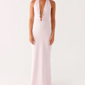 Elegant Pink Halter Maxi Dress